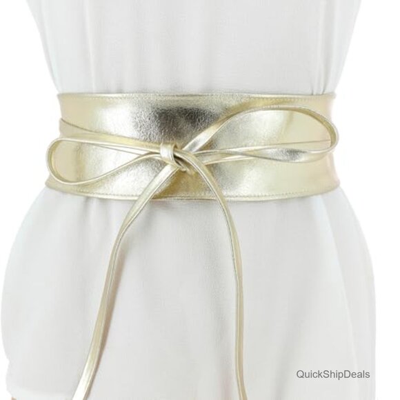Italian Full Grain Leather Obi Belt, Adjustable Tie Closure, Wide Style main image 3